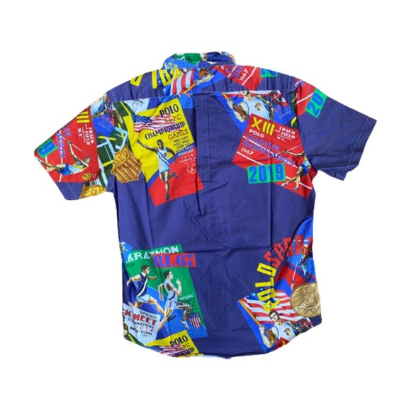 Polo Ralph Lauren Chariots of Fire Stadium Olympic Track Field Button Camp Shirt - Picture 2 of 6